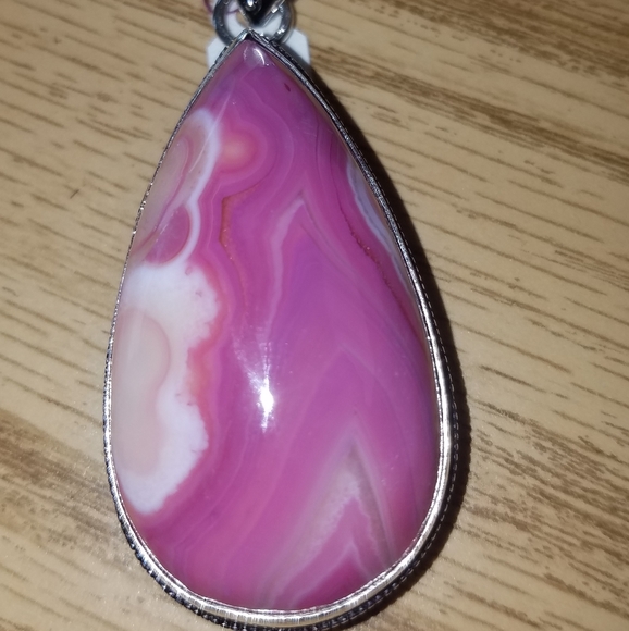 New Pink banded agate pendant Large - Picture 7 of 7